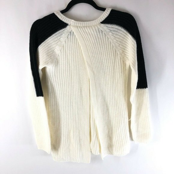Asos Womens Sweater Open Back Chunky Knit Scoop Neck Ivory Black Size 2 - Picture 3 of 6